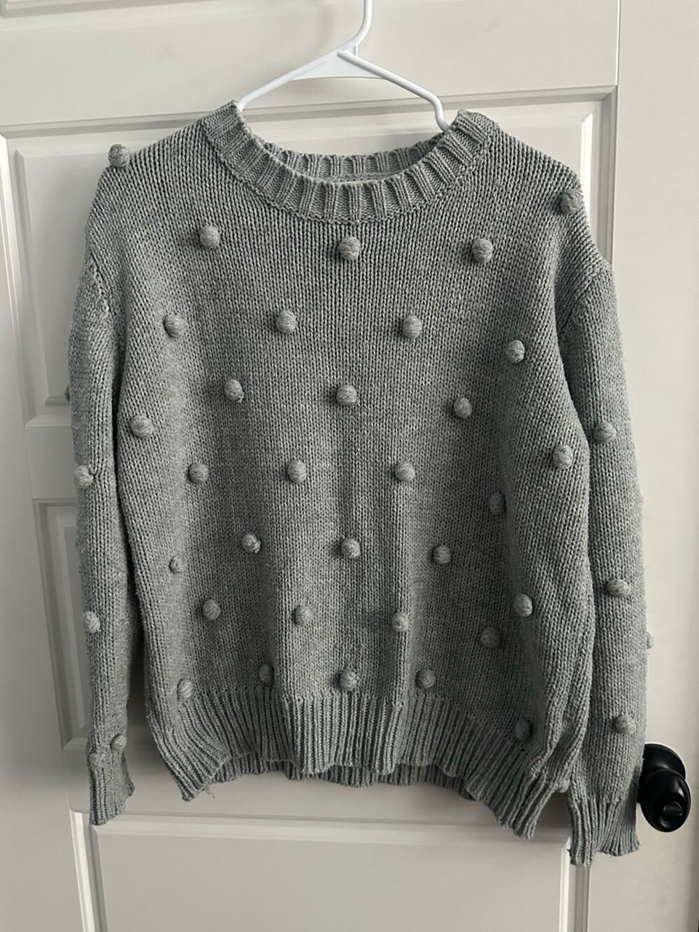 &Merci Small Pom Pom Pullover Sweater-Gray Bohemian Indie